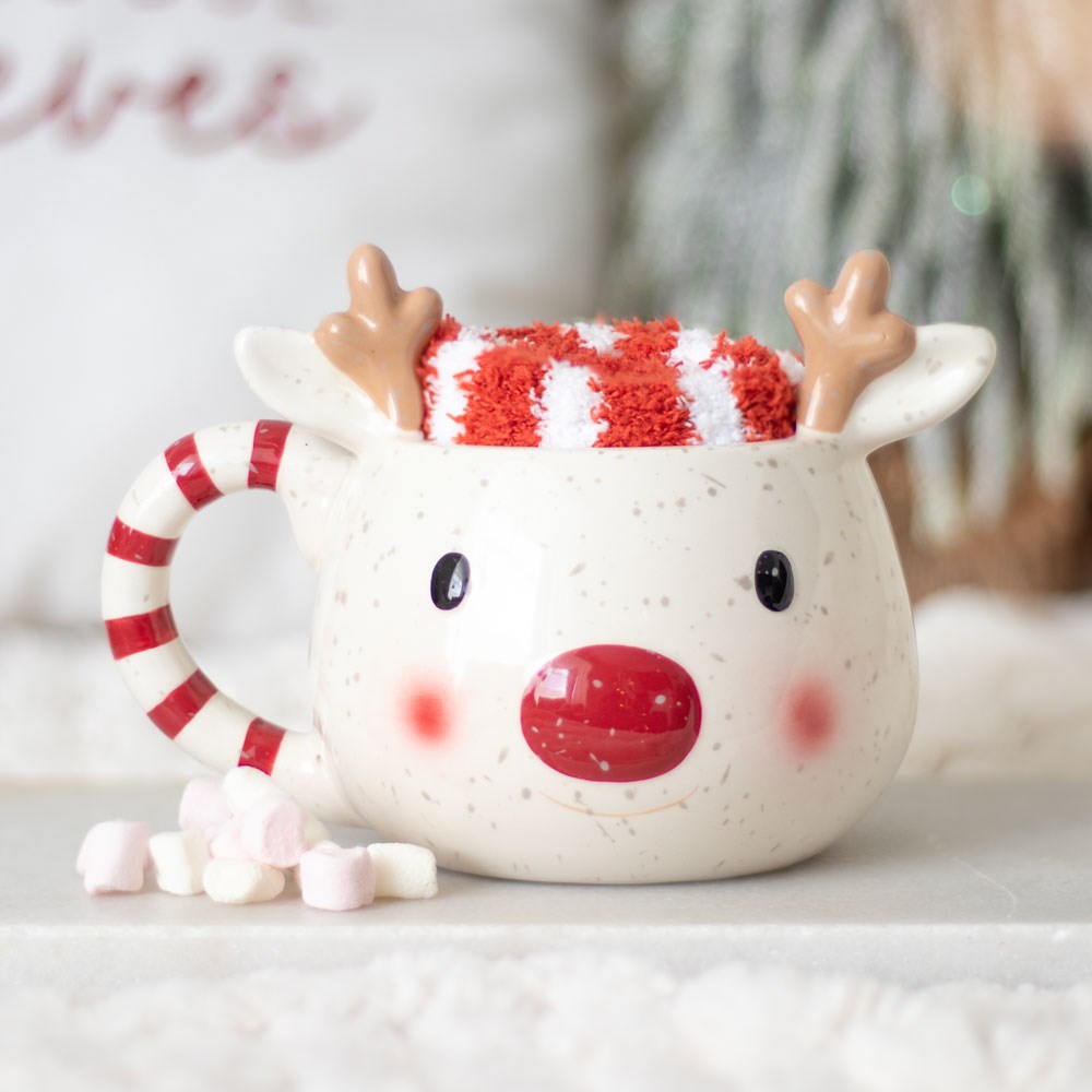 Rudolph Reindeer kerstmok en sokkenset