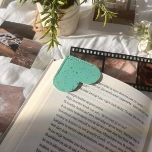 Hartvormige bladwijzer mintgroen glitter